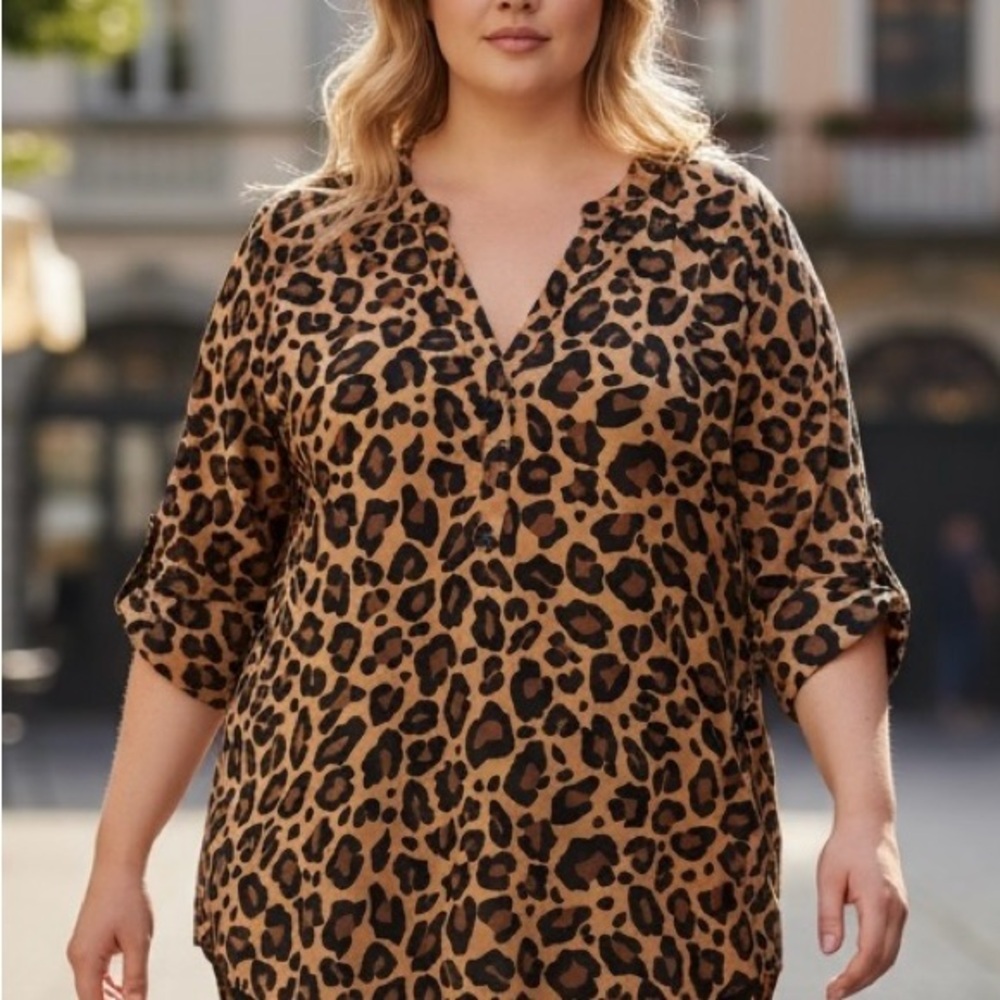 NWT Torrid Harper Leopard Georgette Blouse | 3/4 Sleeve | Size 2 (2X 18/20)
